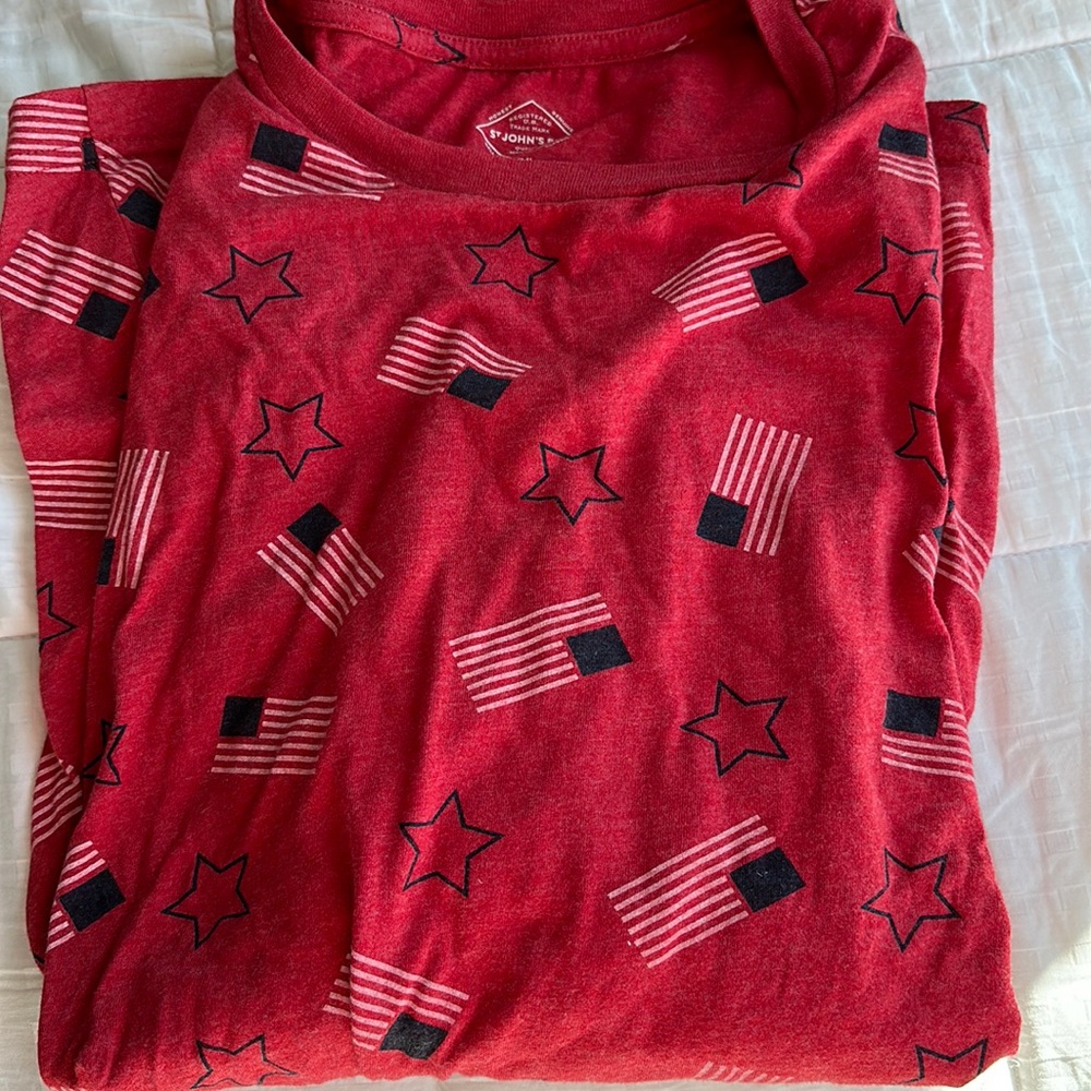 Patriotic XXL Men’s T-Shirt Red with stars and flags Yay America!
